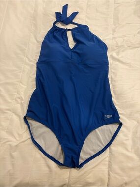 Speedo Bright Blue Halter One-Piece Swimsuit
